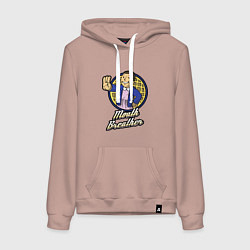 Толстовка-худи хлопковая женская Vault eleven, цвет: пыльно-розовый