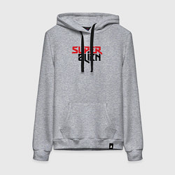 Толстовка-худи хлопковая женская Супер инопланетянин, цвет: меланж