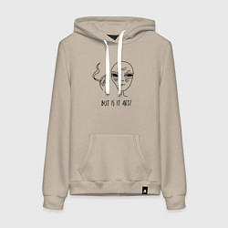 Толстовка-худи хлопковая женская Но это искусство, цвет: миндальный