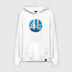 Толстовка-худи хлопковая женская Северный медведь, цвет: белый