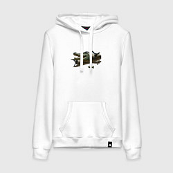 Толстовка-худи хлопковая женская Бомбардиро крокодило, цвет: белый