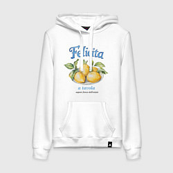 Толстовка-худи хлопковая женская Тарелка с лимонами, цвет: белый