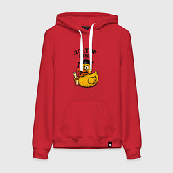 Толстовка-худи хлопковая женская Доктор кря - утка выпускник, цвет: красный