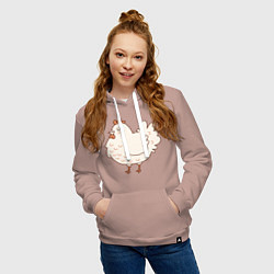 Толстовка-худи хлопковая женская Довольная жизнью курочка, цвет: пыльно-розовый — фото 2