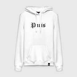 Толстовка-худи хлопковая женская Paris - France, цвет: белый