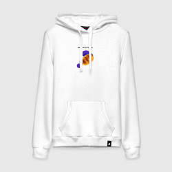 Толстовка-худи хлопковая женская Вопрос в тесте - каламбурная надпись, цвет: белый