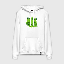 Толстовка-худи хлопковая женская Мыслить экологично, цвет: белый