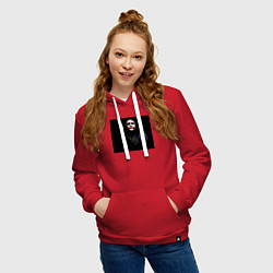 Толстовка-худи хлопковая женская Задумчивый джокер, цвет: красный — фото 2