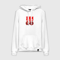 Толстовка-худи хлопковая женская Doom кака демон, цвет: белый