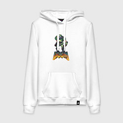Толстовка-худи хлопковая женская Doom солдат марса, цвет: белый