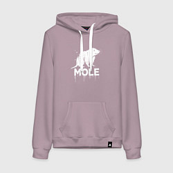 Толстовка-худи хлопковая женская Крот в стиле белое граффити, цвет: сиреневый