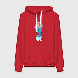 Толстовка-худи хлопковая женская Розоволосая красотка, цвет: красный