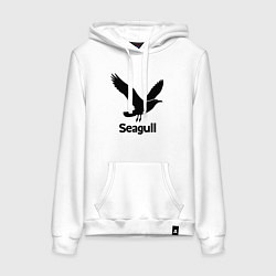 Толстовка-худи хлопковая женская Черная чайка, цвет: белый