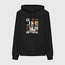 Толстовка-худи хлопковая женская Skillet - обложки, цвет: черный