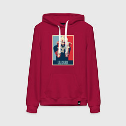 Толстовка-худи хлопковая женская Lil Durk, цвет: маджента