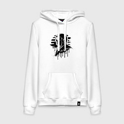 Толстовка-худи хлопковая женская Авиатор черное граффити, цвет: белый