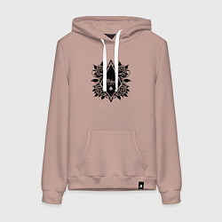 Толстовка-худи хлопковая женская Розы и пики, цвет: пыльно-розовый