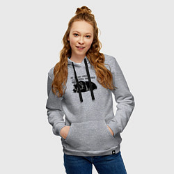 Толстовка-худи хлопковая женская Медведь - не буди лихо пока оно тихо, цвет: меланж — фото 2