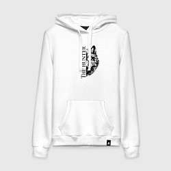 Толстовка-худи хлопковая женская Волк охотник, цвет: белый