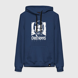 Толстовка-худи хлопковая женская Чак Норрис в стиле стрит-арт, цвет: тёмно-синий