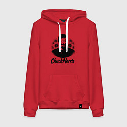 Толстовка-худи хлопковая женская Чак Норрис в цветах, цвет: красный