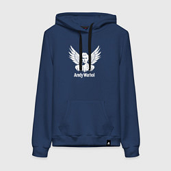 Толстовка-худи хлопковая женская Энди Уорхол с ангельскими крыльями, цвет: тёмно-синий