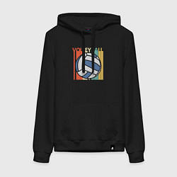 Толстовка-худи хлопковая женская Volleyball colors, цвет: черный
