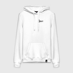 Толстовка-худи хлопковая женская Спаси и сохрани минимализм черный, цвет: белый