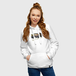 Толстовка-худи хлопковая женская Дикая пума, цвет: белый — фото 2