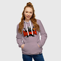 Толстовка-худи хлопковая женская Вампир с надписью halloween, цвет: сиреневый — фото 2