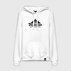 Толстовка-худи хлопковая женская Цветок в горах Дагестана, цвет: белый