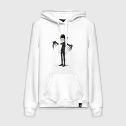 Толстовка-худи хлопковая женская Эдвард руки-ножницы, цвет: белый