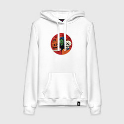 Толстовка-худи хлопковая женская Halloween friends, цвет: белый