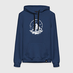 Толстовка-худи хлопковая женская Лунная тайна пирамид, цвет: тёмно-синий
