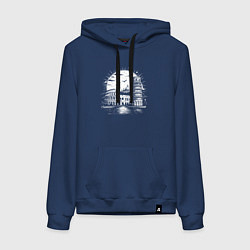 Толстовка-худи хлопковая женская Падающая башня и колизей, цвет: тёмно-синий