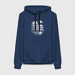 Толстовка-худи хлопковая женская Колизей в лучах вечности, цвет: тёмно-синий