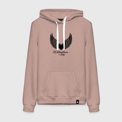 Толстовка-худи хлопковая женская Крылья любви: День святого Валентина, цвет: пыльно-розовый