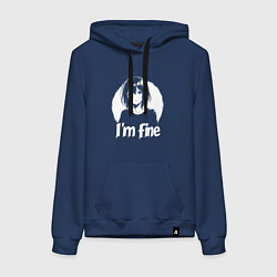 Толстовка-худи хлопковая женская Я в порядке анимешница, цвет: тёмно-синий