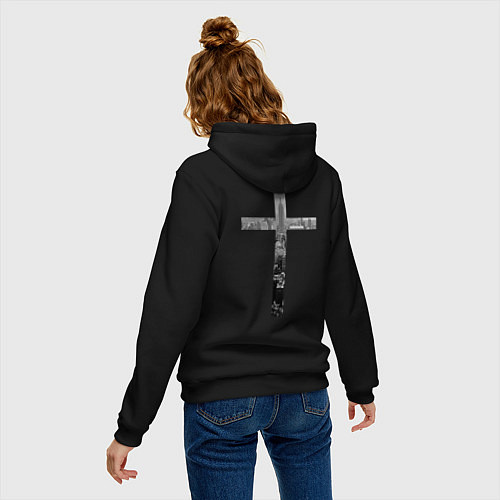 Женская толстовка-худи Крест с городом Нью-Йорк / Черный – фото 4
