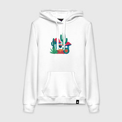Толстовка-худи хлопковая женская Психоделика с глазом, цвет: белый