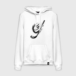 Толстовка-худи хлопковая женская Динамичная клюшка, цвет: белый