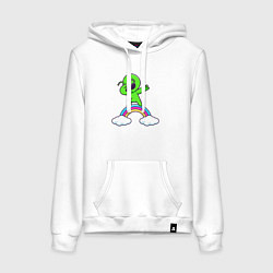 Толстовка-худи хлопковая женская Пришелец на радуге, цвет: белый