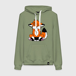 Толстовка-худи хлопковая женская Лисичка, цвет: авокадо