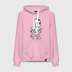 Толстовка-худи хлопковая женская Bart Simpsons Zombie, цвет: светло-розовый
