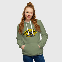 Толстовка-худи хлопковая женская HC Boston Bruins Label, цвет: авокадо — фото 2