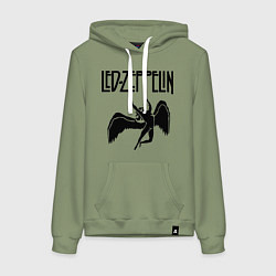 Толстовка-худи хлопковая женская Led Zeppelin, цвет: авокадо