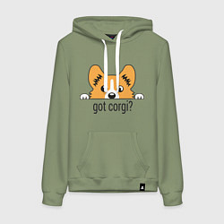 Толстовка-худи хлопковая женская Got Corgi, цвет: авокадо