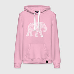 Толстовка-худи хлопковая женская Расписной слон, цвет: светло-розовый