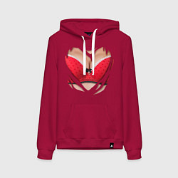 Толстовка-худи хлопковая женская Красный бюст, цвет: маджента