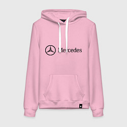 Толстовка-худи хлопковая женская Mercedes Logo, цвет: светло-розовый